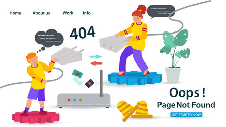 banner oops 404 error page not found internet vector image
