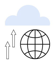 cloud networking concept with globe and upward vector image
