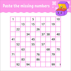 paste the missing numbers from 1 to 100 vector image