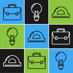 set line briefcase protractor grid for measuring vector image