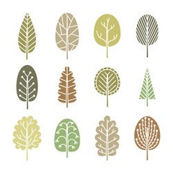 Set of trees in spring soft colors vector