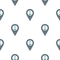 gray map pointer with anchor symbol pattern flat vector image