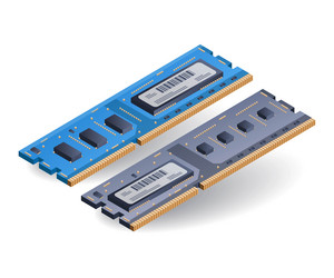 high speed computer ram memory flat isometric 3d vector image
