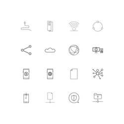 network and database simple linear icons set vector image