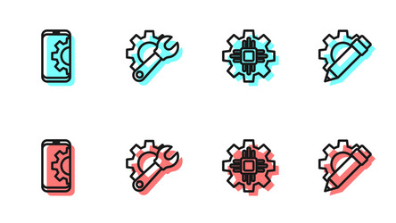 set line processor setting on smartphone wrench vector image