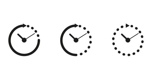 Set timer icon hour time with arrows and circle vector