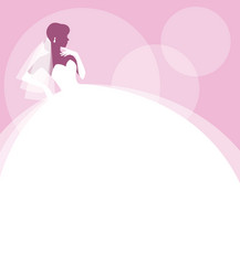 Silhouette portrait a bride in profile vector