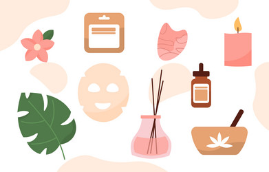 Spa procedure items set vector