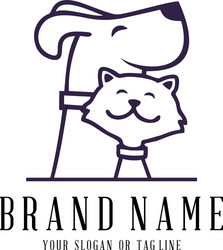 Adorable Dog and Cat Logo Template Vector Image