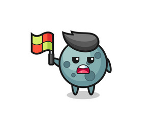 asteroid character as line judge putting flag vector image