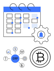 calendar with scheduling erp integration diagram vector image