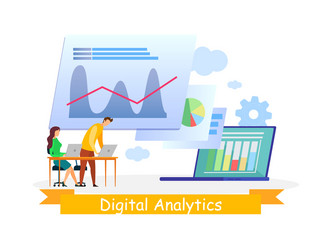 Digital analytics statistics web banner template vector