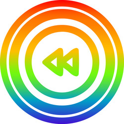 rewind button circular in rainbow spectrum vector image