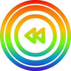 Rewind button circular in rainbow spectrum vector