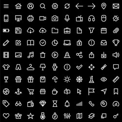 Set icons for simple flat style ui design vector