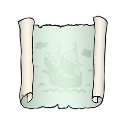 sketch of ancient scroll with ship isolated vector image