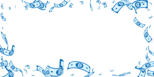 bitcoin internet currency notes falling random b vector image