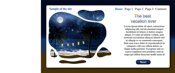 sample travel website template with text vector image