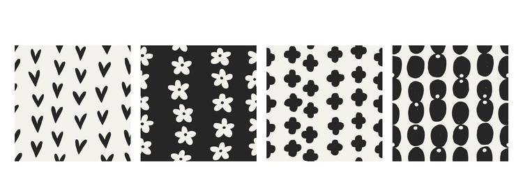 seamless abstract patterns set black and white vector image