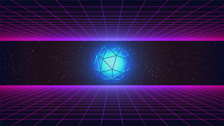 synthwave abstract background wireframe vector image