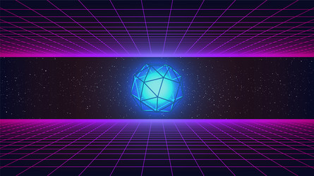 synthwave abstract background wireframe vector