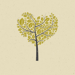 heart shaped tree on recycled paper vector