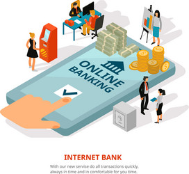 Online banking isometric banner vector