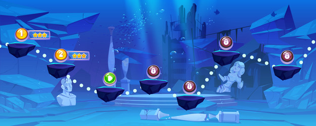 underwater ocean game level map ui cartoon vector image
