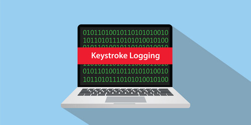 keystroke logging concept with laptop computer vector