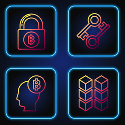 set line blockchain technology bitcoin think vector image