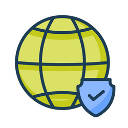 internet security globe with shield single vector