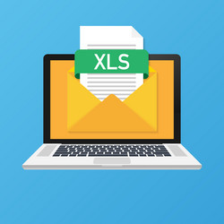 laptop with envelope and xls file notebook vector