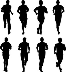 Silhouettes of Runners Sprinting Vector Image