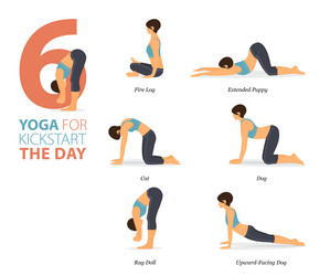 6 Yoga Poses for Morning Workout Vector Image