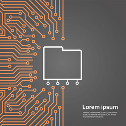 database over computer chip moterboard background vector image