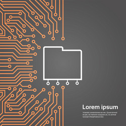 Database over computer chip moterboard background vector