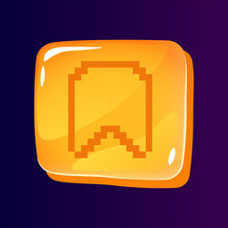 ribbon mark glossy ui button with pixelated icon vector image