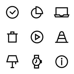 Set icons for simple flat style ui design vector