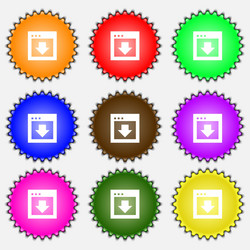 Arrow down download load backup icon sign a set vector