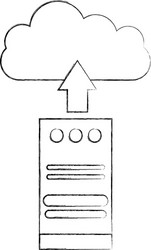 computer tower with cloud computing vector image