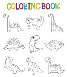 funny cartoon dinosaurs collection coloring book Vector Image