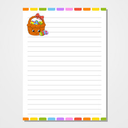 Sheet template for notebook notepad diary lined vector