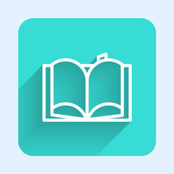 White line open book icon isolated with long vector