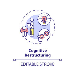 2d customizable cognitive restructuring line icon vector