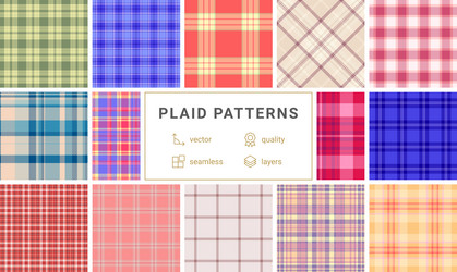 plaid pattern set with rustic charm ideal vector image