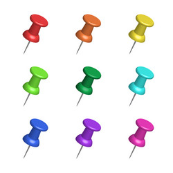 set of color office push pins simple flat vector