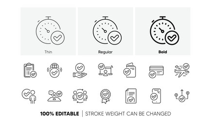 approve line icons set accepted document right vector image