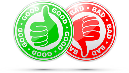 Good and bad thumbs up and down icon Royalty Free Vector