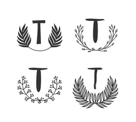 hand drawn set monogram objects for design use vector image