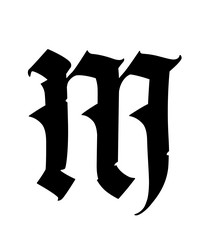 Letter m in gothic style alphabet symbol Vector Image
